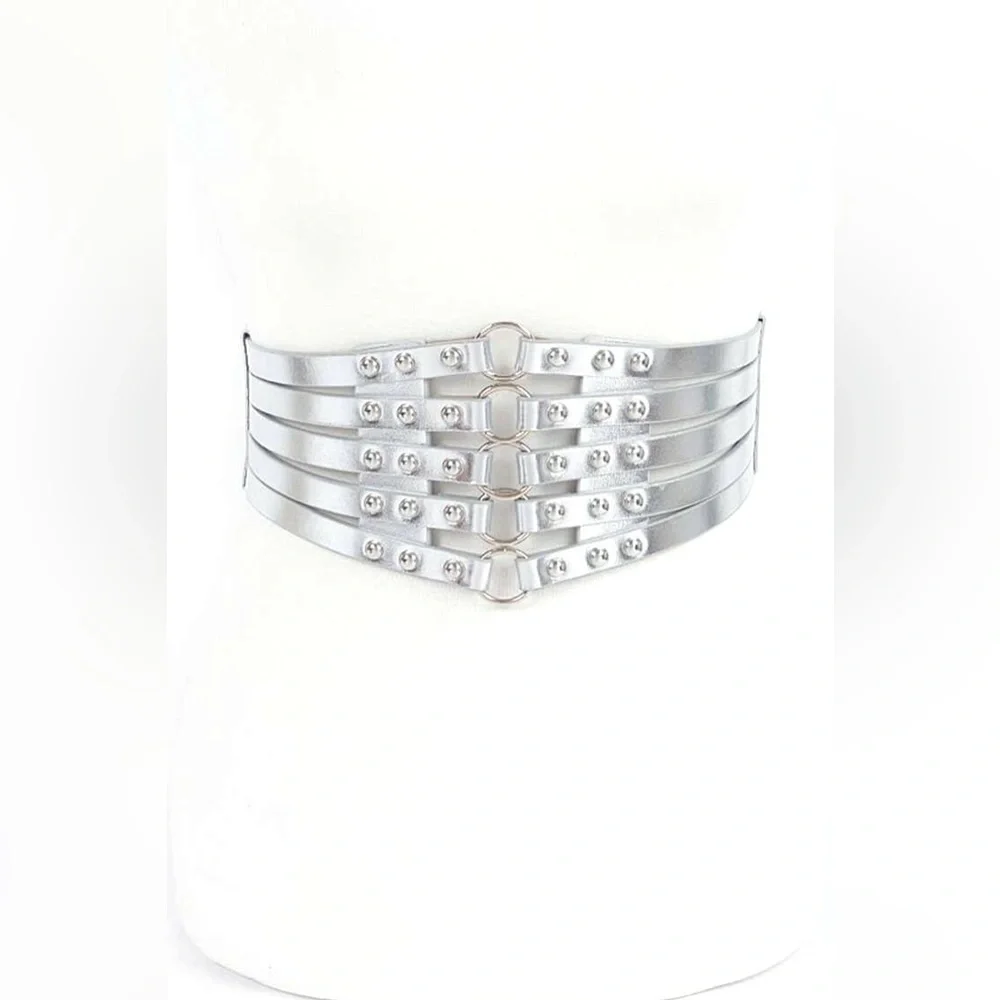 Plus Size Metallic Vegan Leather Statement Belt
